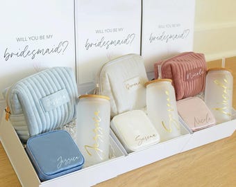 Bridesmaid Proposal Box, Bridesmaid Gift Box Custom Blue Pink Gift Ideas Bridesmaid Proposal Box Magnetic Box Tumbler Bridesmaid Box Set