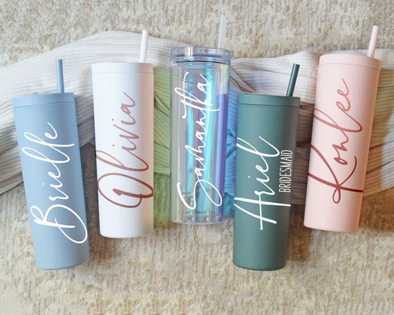 Personalized Tumbler With Lid and Straw, Bridesmaids Gifts