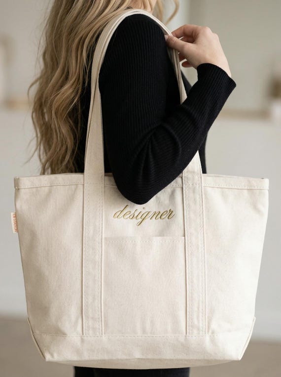 Custom Canvas Sailboat Tote Bag with Zipper, Custom Text Tote Bag, Bridesmaid Gift, Embroidered Tote, Bridal Party Bag, Bachelorette Gift