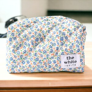 Floral Makeup Bag, Quilted Cotton Cosmetic Bag, Personalized Gift, Toiletry Bag Women, Makeup Bag, Snack Bag Pouch Travel Bag image 7