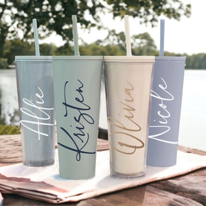 Personalized Tumbler with Straw 24 oz | Custom Tumbler with Straw | Lid and Straw | Personalized Tumbler for Women | Beach Tumbler Gift