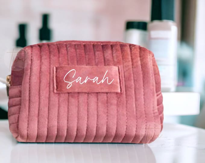 Monogrammed Toiletry Bag Custom Makeup Bag Bridesmaid Gift, Personalized Cosmetic Bag with Name, Personalized Gift for Her, Wedding Gift