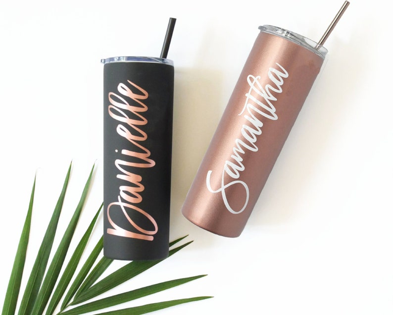 Tumbler With Lid and Straw Rose Gold & Gold Stainless Steel Etsy