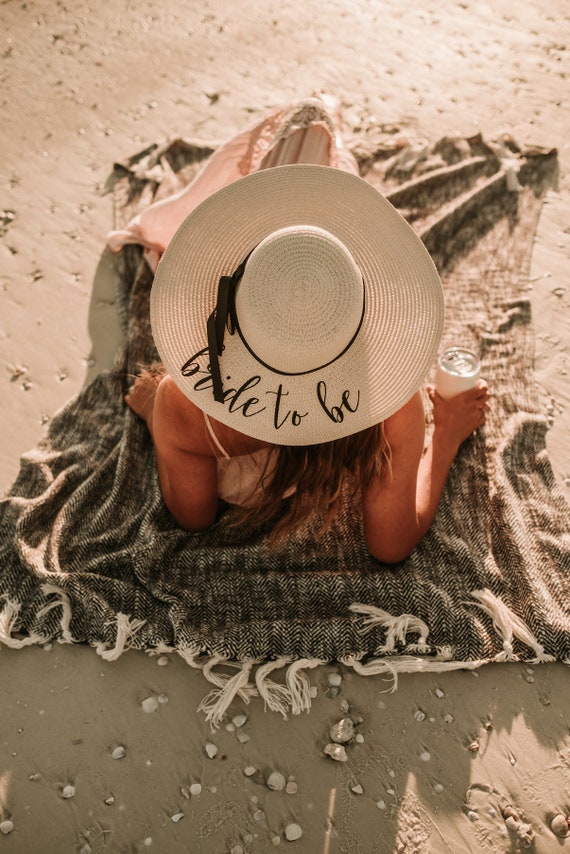 Bride to Be Floppy Beach Hat Sun Hat Monogrammed Beach Hat