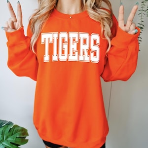 Custom Team Name Sweatshirt, Mascot Sweatshirt Collegiate Letter, Team School Spirit Gift Crewneck, Oversized Adult Unisex, Gift for Her
