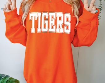 Custom Team Name Sweatshirt, Mascot Sweatshirt Collegiate Letter, Team School Spirit Gift Crewneck, Oversized Adult Unisex, Gift for Her