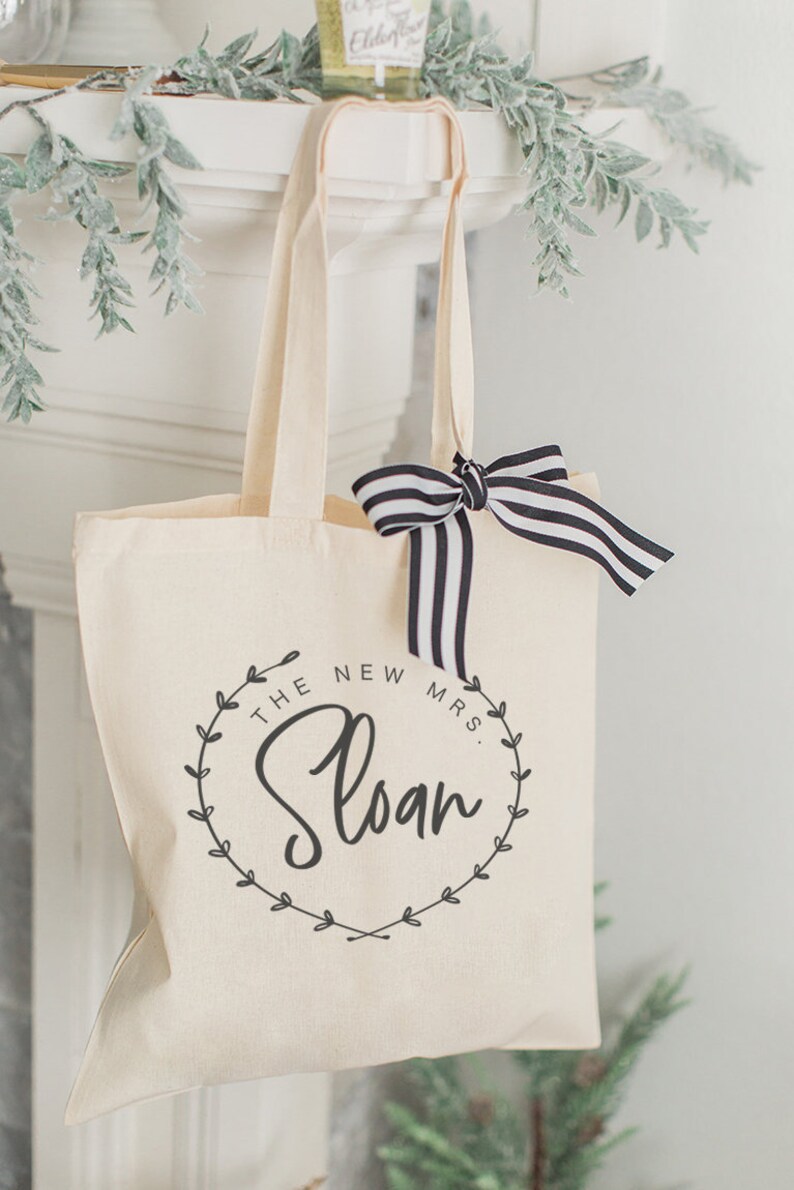 Personalized Mrs Tote Bag Wedding Tote Bag Bridal Shower Etsy