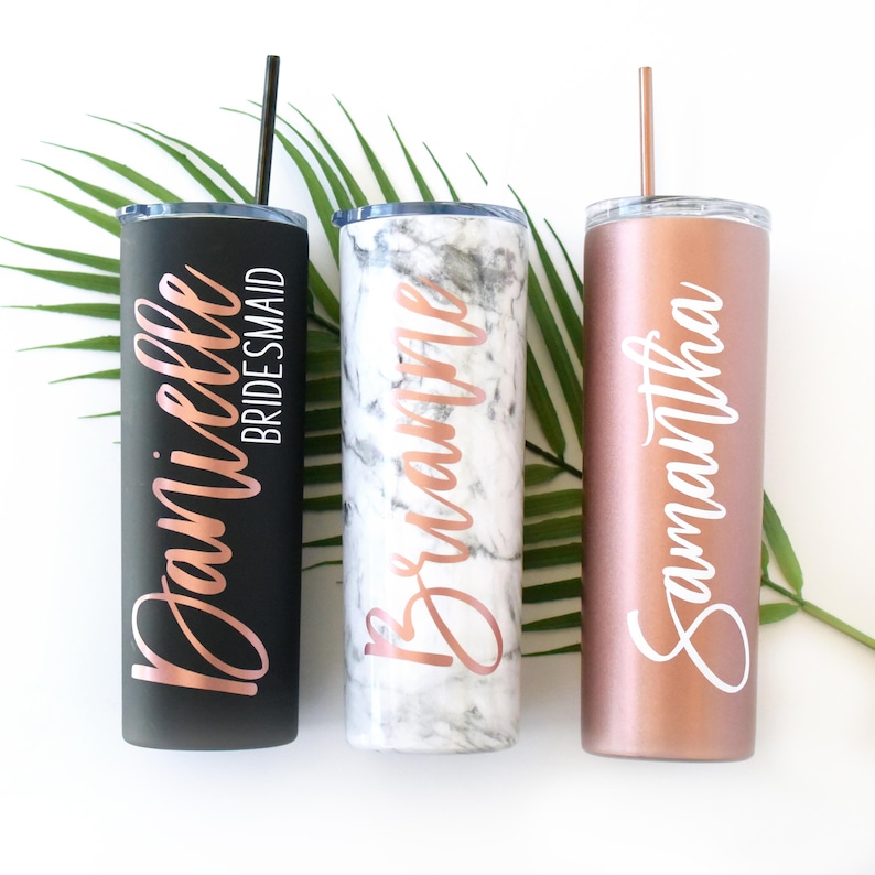 Tumbler With Lid and Straw Rose Gold & Gold Stainless Steel image 0