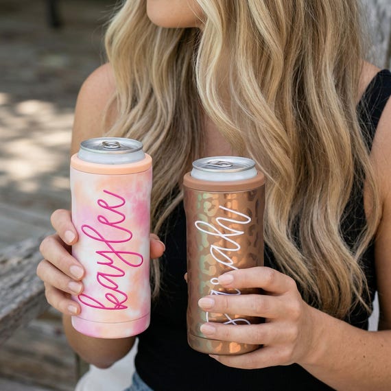Brumate Slim Hopsulator, Skinny Can Cooler, Cooler for Skinny Cans, Stainless Cooler, Bachelorette Party, Leopard Personalized Monogrammed