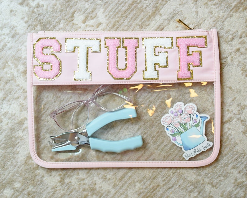 Clear Pouch With Patches Varsity Letter Patches Personalized Etsy