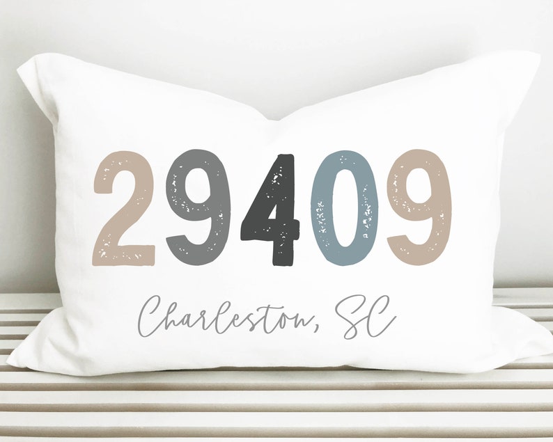 Zip Code Pillow Cover, Area Code Pillow, Housewarming Gift, Personalized Wedding Gift, New Homeowner Gift, Linen Pillow, Host Gift