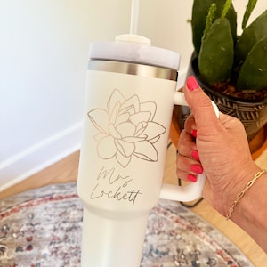 Custom Gift for Bride, Engagement Gift Bridal Shower Gift Personalized 40 oz Tumbler with Handle & Straw, Wedding Gift for Mrs Bride to Be