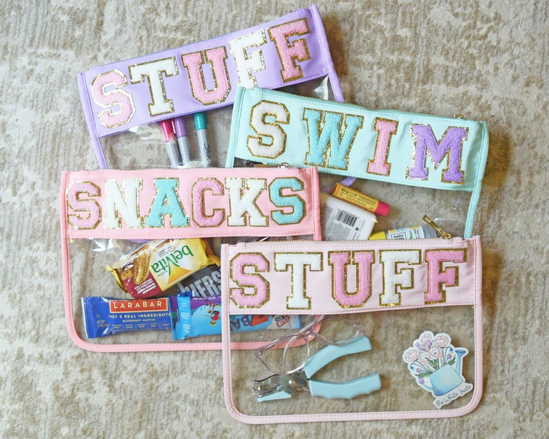 Clear Pouch With Patches Varsity Letter Patches Personalized Etsy