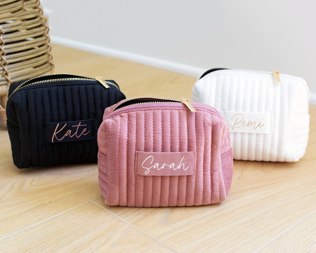 Custom Makeup Bag Bridesmaid Gift, Large Personalized Cosmetic Bag With ...