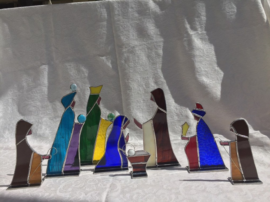 Nativity Set 6 piece Stained Glass | Etsy