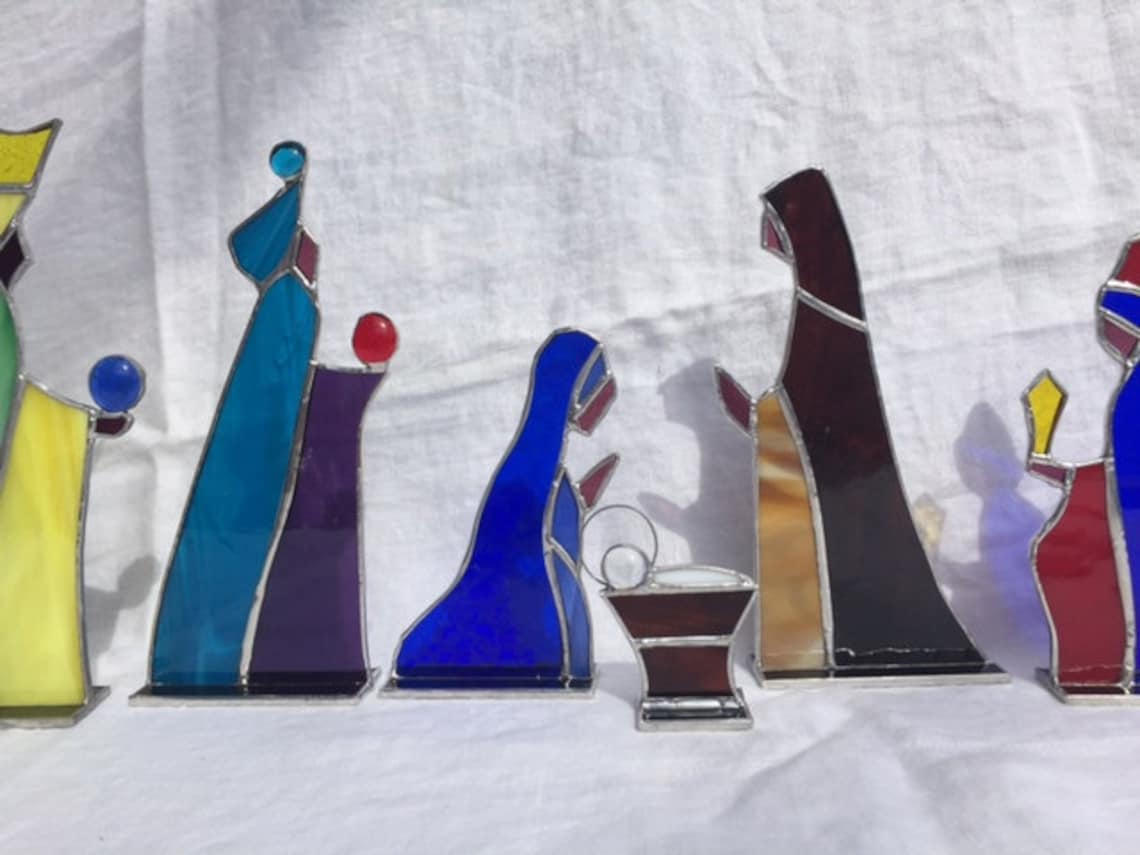 Nativity Set 6 piece Stained Glass Etsy