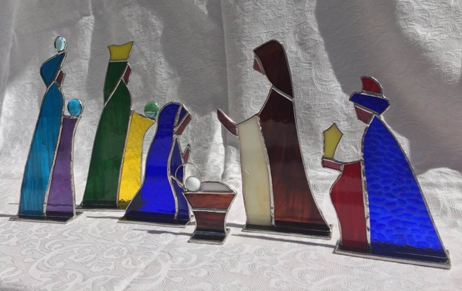 Nativity Set 6 piece Stained Glass Etsy