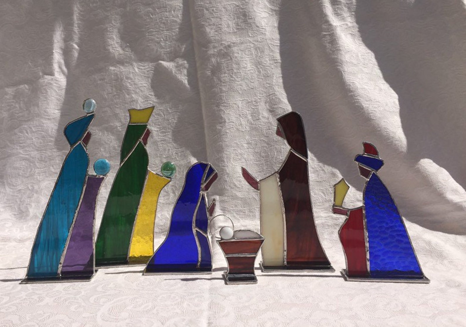 Nativity Set 6 piece Stained Glass Etsy