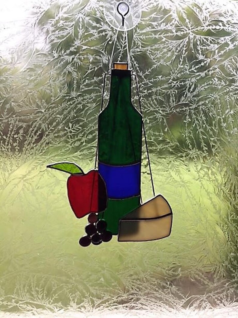 Wine and Cheese in Stained Glass Etsy
