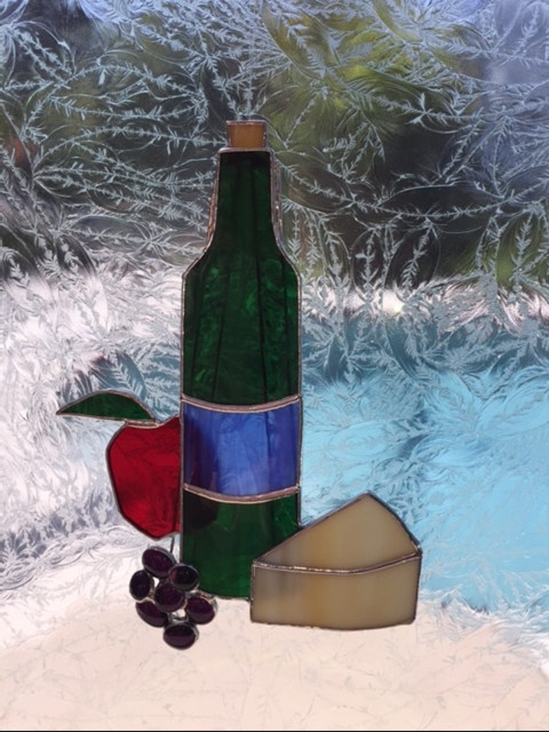 Wine and Cheese in Stained Glass Etsy