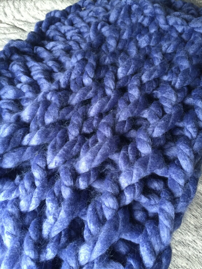 Jumbo Yarn Knit Blanket Throw Cozy Blue Throw Etsy