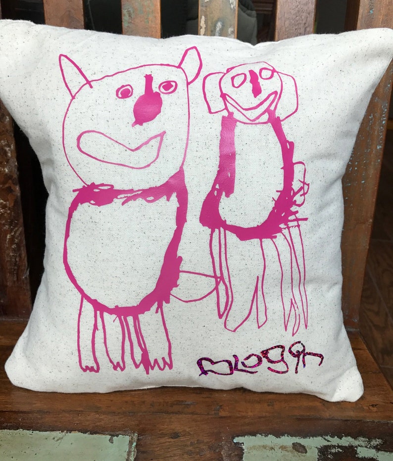 Custom Drawing Pillow Image of Your Choice Child Keepsake or Etsy