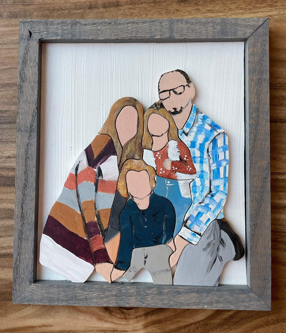 Family Portrait Made From Wood- Family Personalized Gift - Etsy