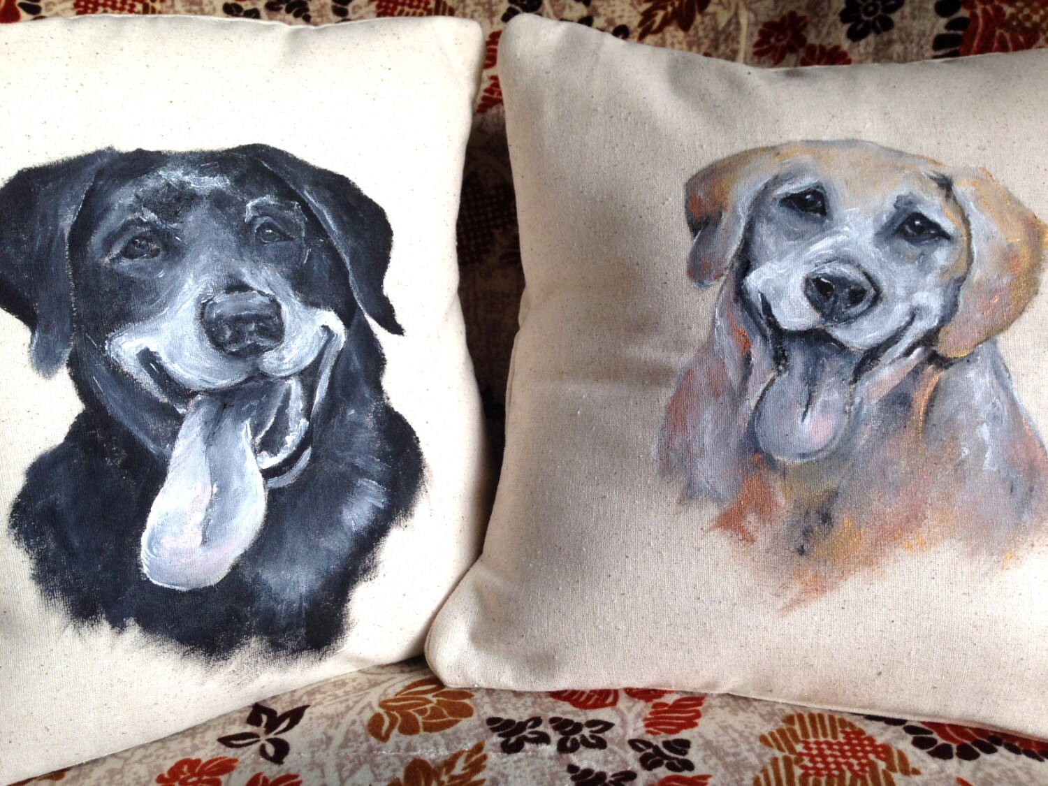 Painted Pillow of Your Pet Image Painted From Photo | Etsy