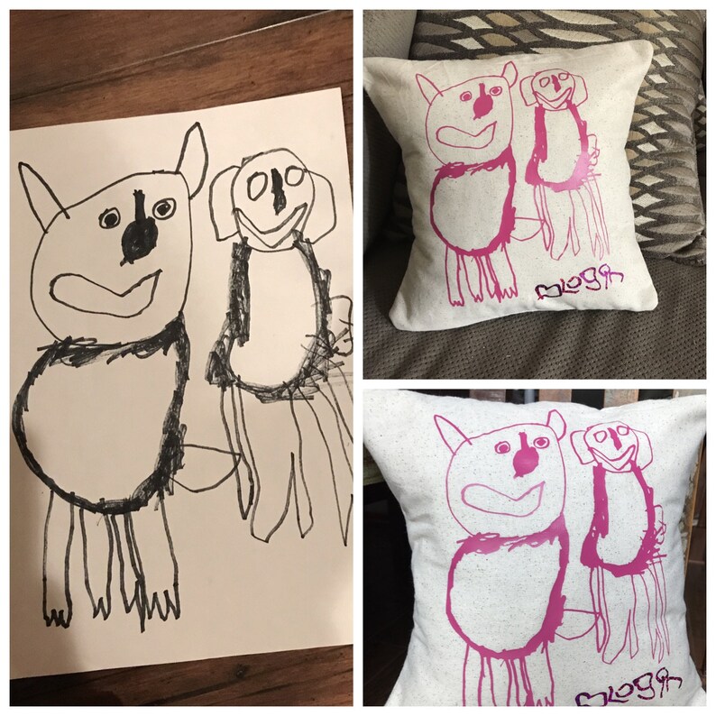 Custom Drawing Pillow Image of Your Choice Child Keepsake or Etsy