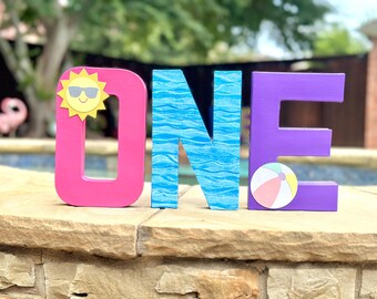 Pool Party Number Centerpiece: Splish Splash Birthday Decor