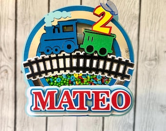 Personalized Train Cake Topper: Handmade Birthday Party Decor