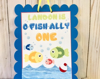 Fishing Door sign, Fishing Party Decor, First birthday, Ofishally One, The Big One Birthday, Gone fishing party, Fishing Bobber