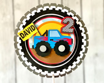 Monster Truck Cake Topper: Shaker Birthday Party Centerpiece