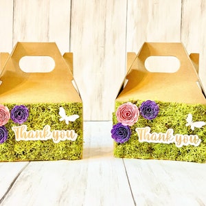 Fairy Garden Party Favor Boxes: Moss, Flowers, Butterfly