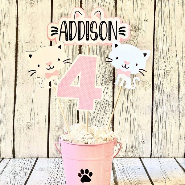 Kitty Cat Birthday Party, Kitty Cat Centerpiece, Cat Party Decor, Cat Birthday, Kitten Party, Cat Party Supplies