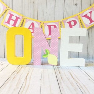 Pink Lemonade First Birthday Photo Prop: Block Number Centerpiece