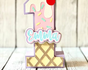 Ice Cream Birthday Number: Personalized 3D Cardstock Party Decor