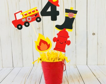 Fire Truck Birthday Party, Fire Truck, Firefighter Party Theme, Firefighter Centerpiece, Firefighter Birthday, Fireman, Fire Department