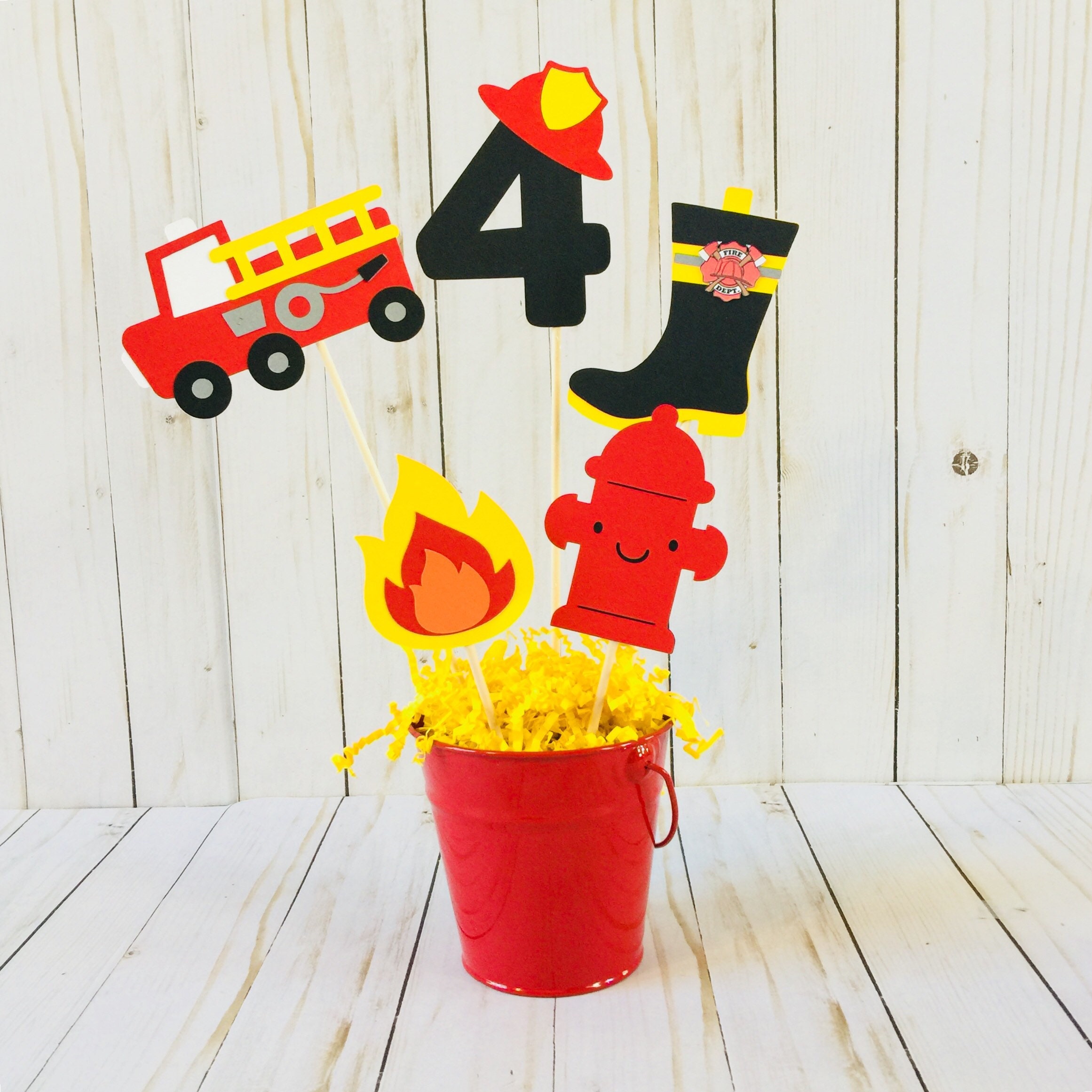 Fire Truck Birthday Centerpiece: Firefighter Party Decor, image size:2322x2322