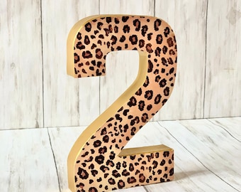 Leopard Print Number: Two Wild Birthday Party Centerpiece