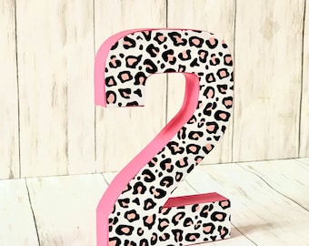 Cheetah Print Number: Jungle Birthday Party Centerpiece