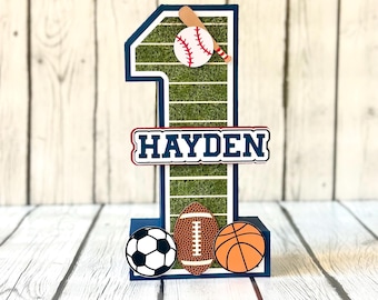 Personalized 3D Sports Number Centerpiece: Football, Soccer Birthday Party