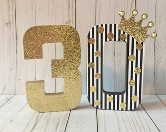 Princess party, Gold and black party,  Pink and gold  birthday, Block number, 30th birthday decor, Age number