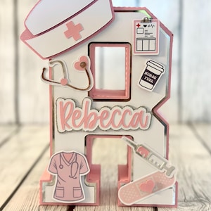 Letra 3D de enfermera, letra 3D de graduación, decoraciones de graduación, letra 3D personalizada, agradecimiento a la enfermera, regalo de enfermera, regalo de graduación