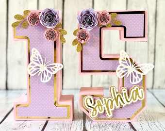 Fairy Garden 3D Number: Quinceañera, Sweet Sixteen Party Decor