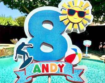 Pool Party Cake Topper: Splish Splash Summer Birthday Decor