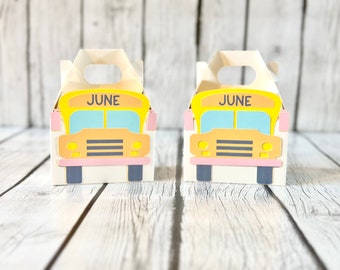 Personalized School Bus Favor Boxes: Birthday Party Goody Bags (Set of 8)