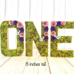 Moss Letter Centerpiece: Garden Party Decor, Cake Smash Prop