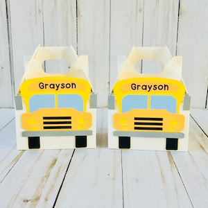 Personalized School Bus Favor Boxes: Yellow Bus Party Decor