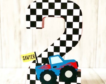 Monster Truck Birthday Party, MonsterTruck, Monster truck Centerpiece, Truck Party, signs, First birthday decor, Age number, Photo prop